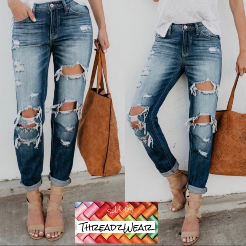 Distressed Boyfriend Jeans